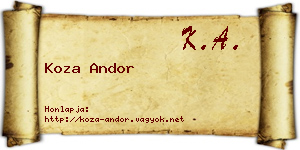 Koza Andor névjegykártya